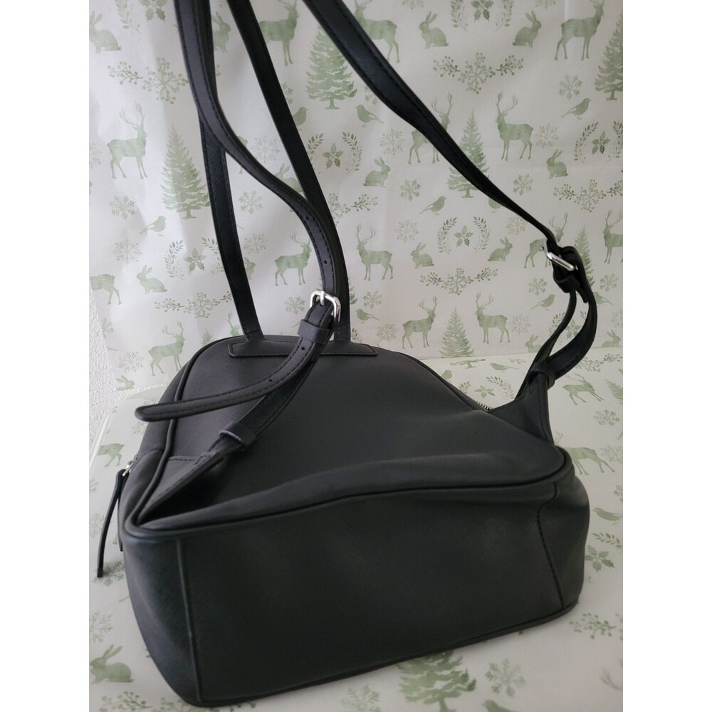 GUESS Black Mini Backpack Purse Faux Leather Silver Zip Adjustable Straps - Picture 11 of 11